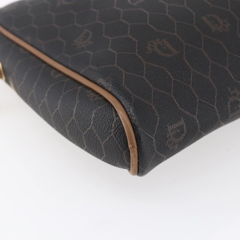 Authentic Christian Dior Honeycomb Canvas Shoulder Bag PVC Black Gold - Picture 3 of 16